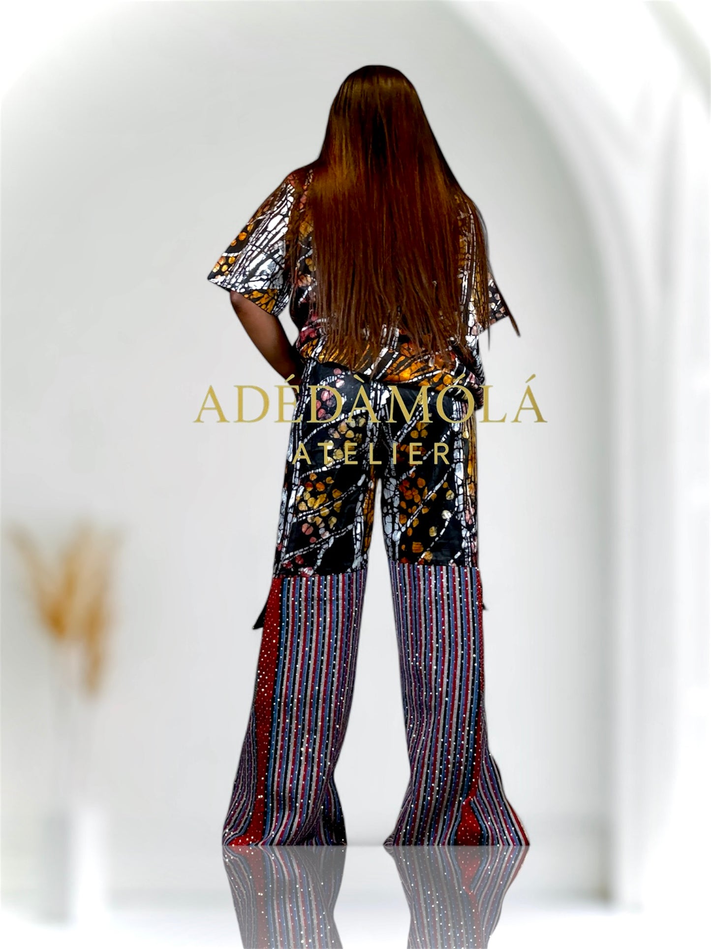 Fully stoned 2-piece African Trousers and shirt set- Boss Lady 2