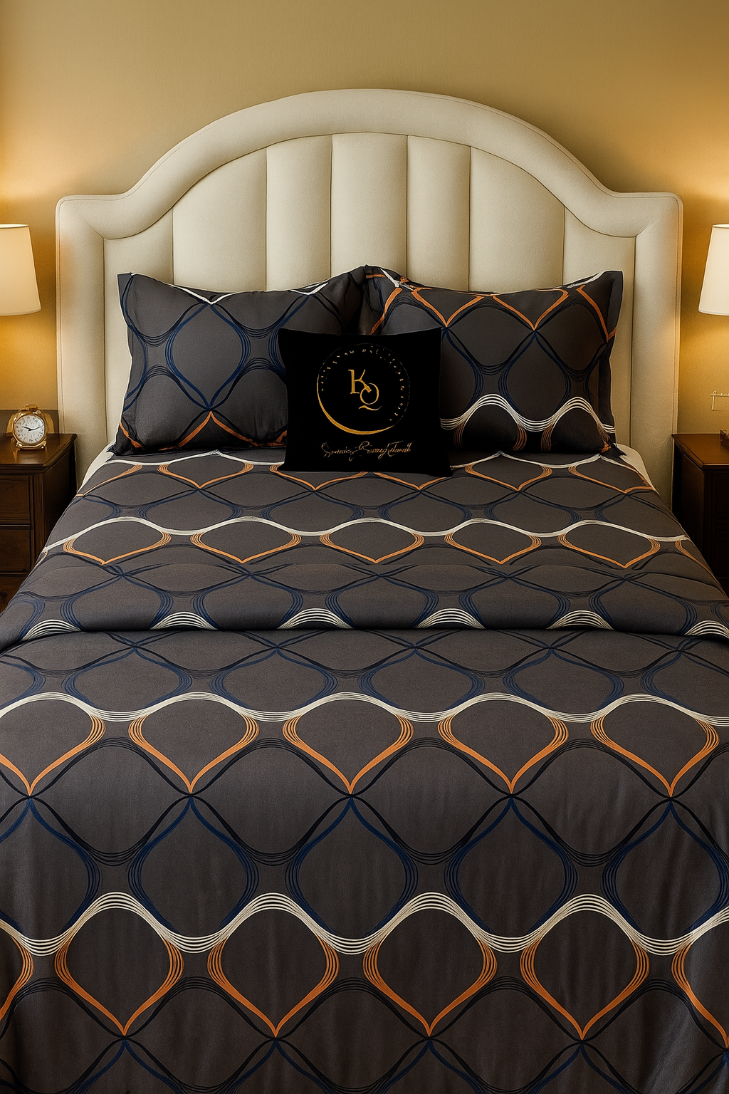 Midnight Luxe – 6-Piece Diamond Weave Bedding Set | 300TC Cotton Elegance