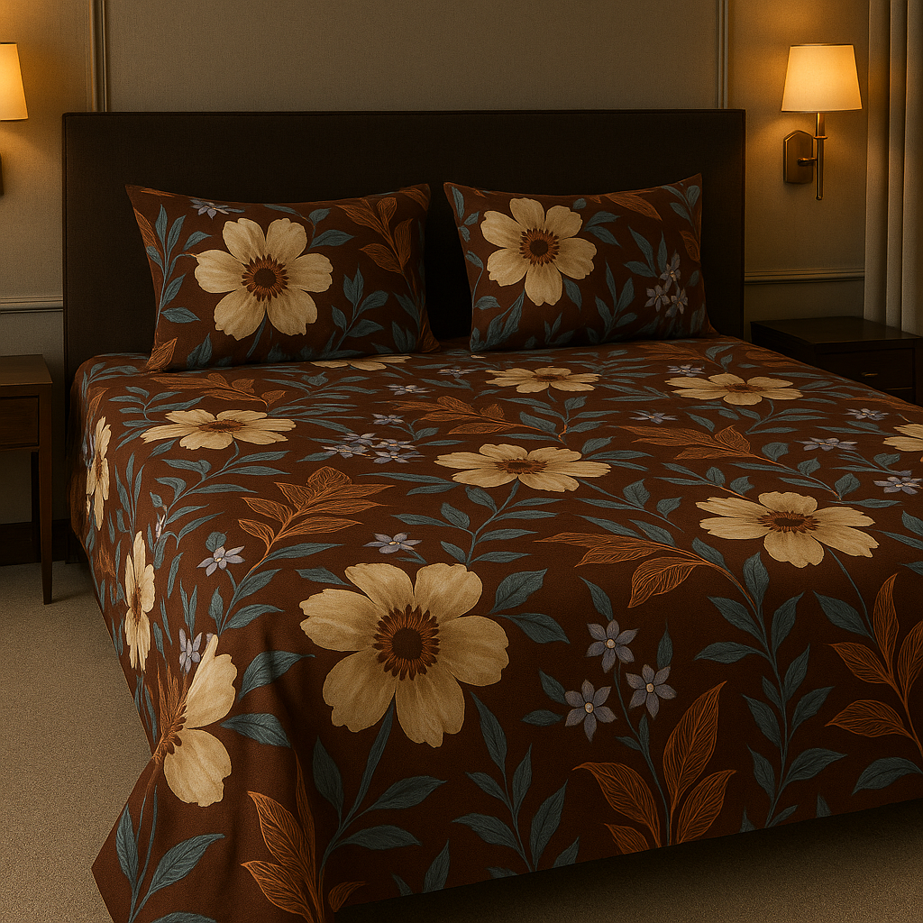 “Autumn Bloom” Super King Size Bedsheet – 300 Thread Count | Luxuriously Soft Skin-Friendly
