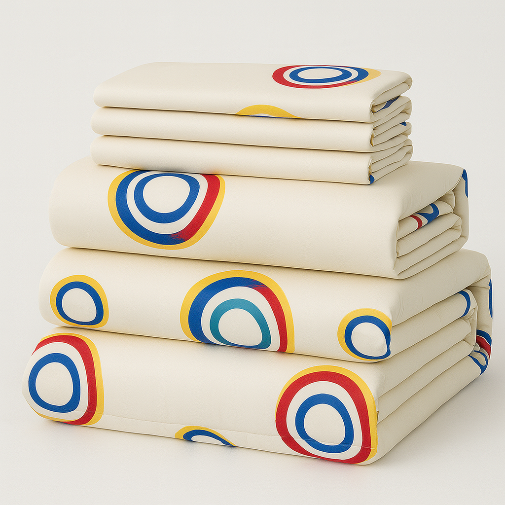 ColorPop Luxe – 6-Piece Circle Print Bedding Set | 300TC Cotton, Bold & Breathable