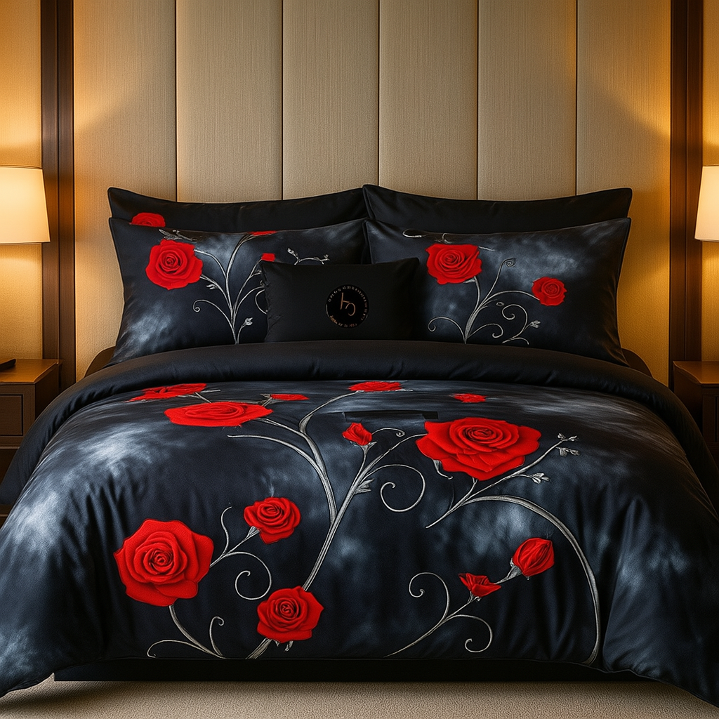 Romance in Red – Rose Bloom Luxury Bedsheet and 2 pilowcases