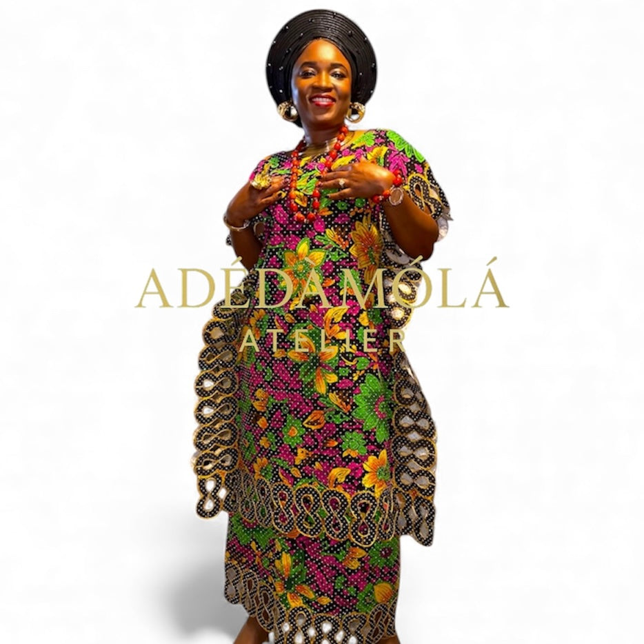 Fully stoned African skirt and blouse ready to wear set- Aya Aba