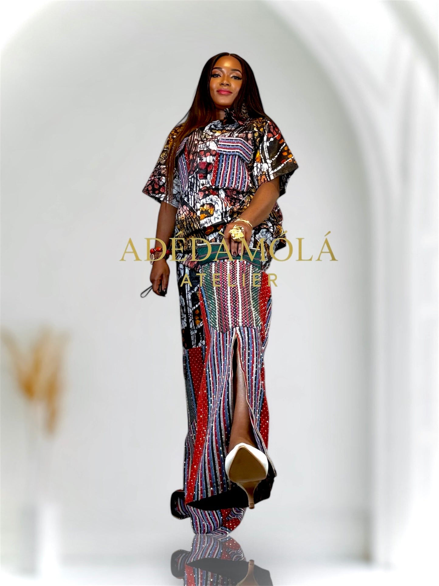 Fully stoned 2-piece African Trousers and shirt set- Boss Lady 2