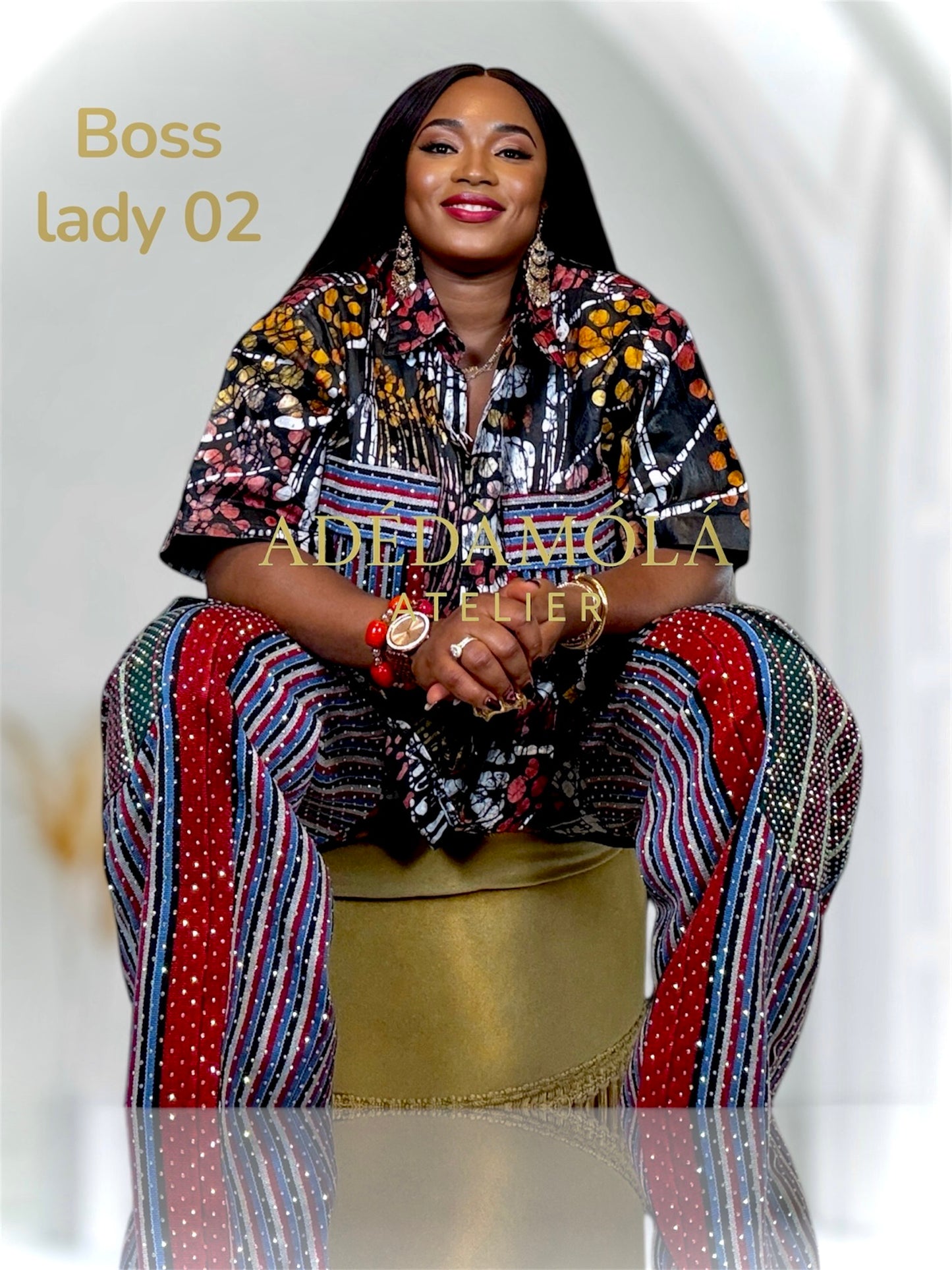 Fully stoned 2-piece African Trousers and shirt set- Boss Lady 2
