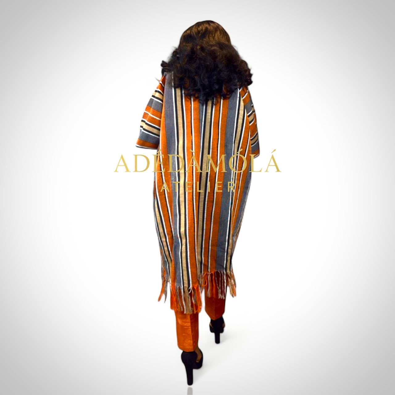 African Aso- Oke Kimono Jacket and trousers- Ade. One size fit upto size 16