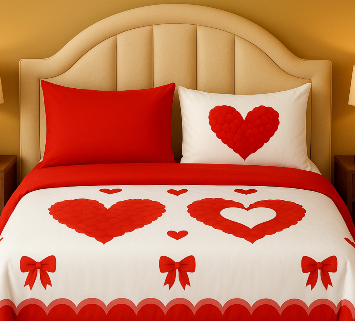 ❤️ ROMANTIC HEART DOUBLE BEDSHEET SET (3 PCS)
