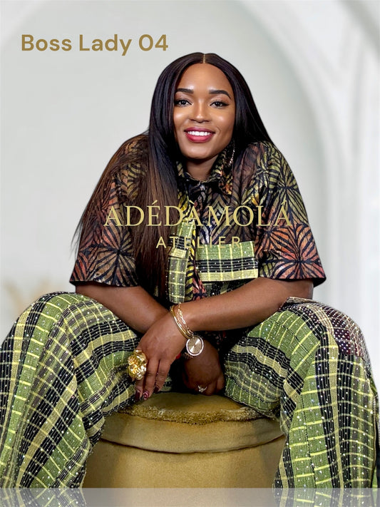 Fully stoned 2-piece African Trousers and shirt set- Boss Lady 4