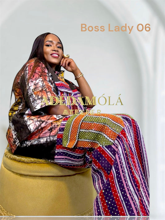 Fully stoned 2-piece African Trousers and shirt set- Boss Lady 6