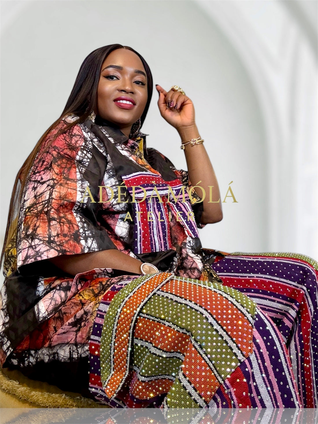 Fully stoned 2-piece African Trousers and shirt set- Boss Lady 6