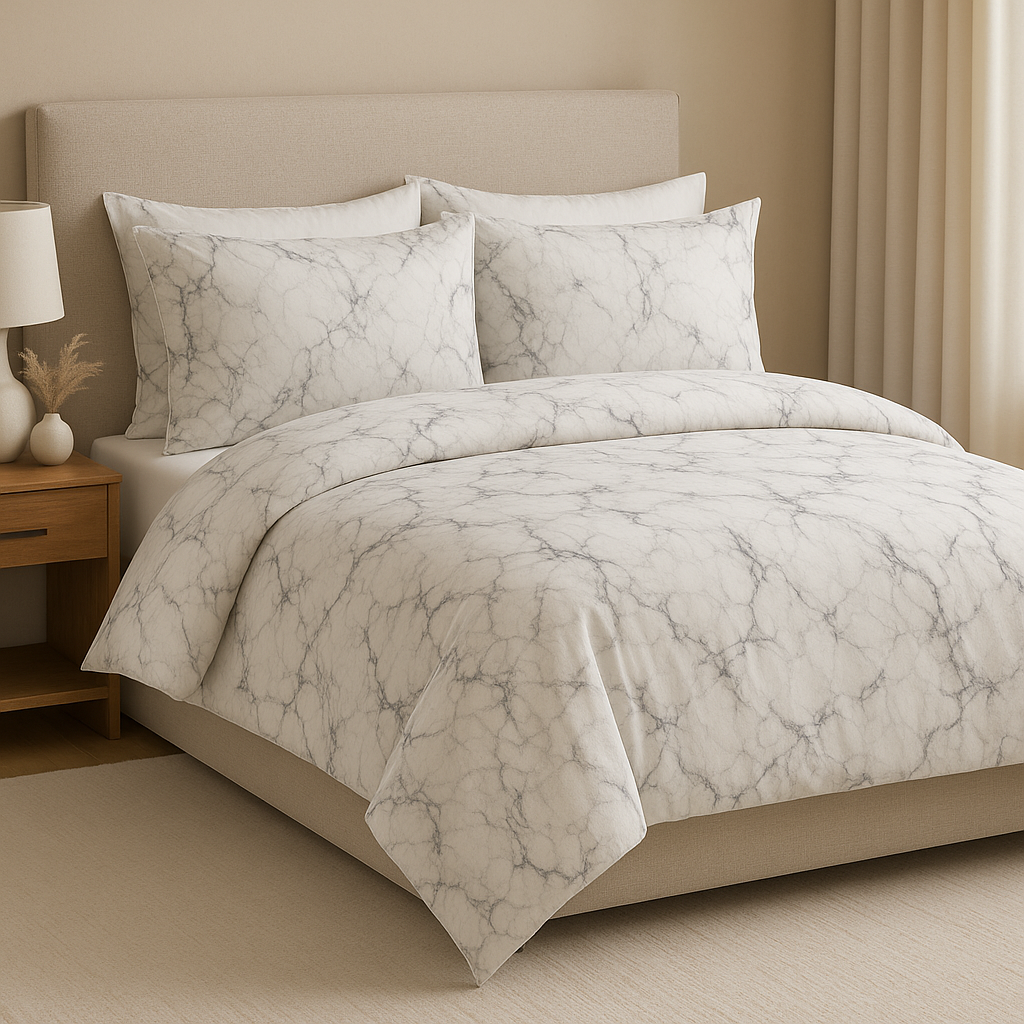 Marbella Mist" Cotton Marble bedding Set