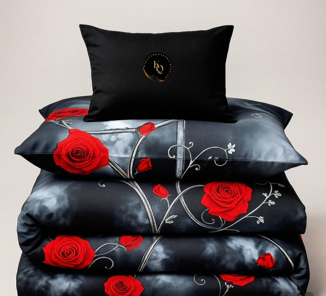 Romance in Red – Rose Bloom Luxury Bedsheet and 2 pilowcases