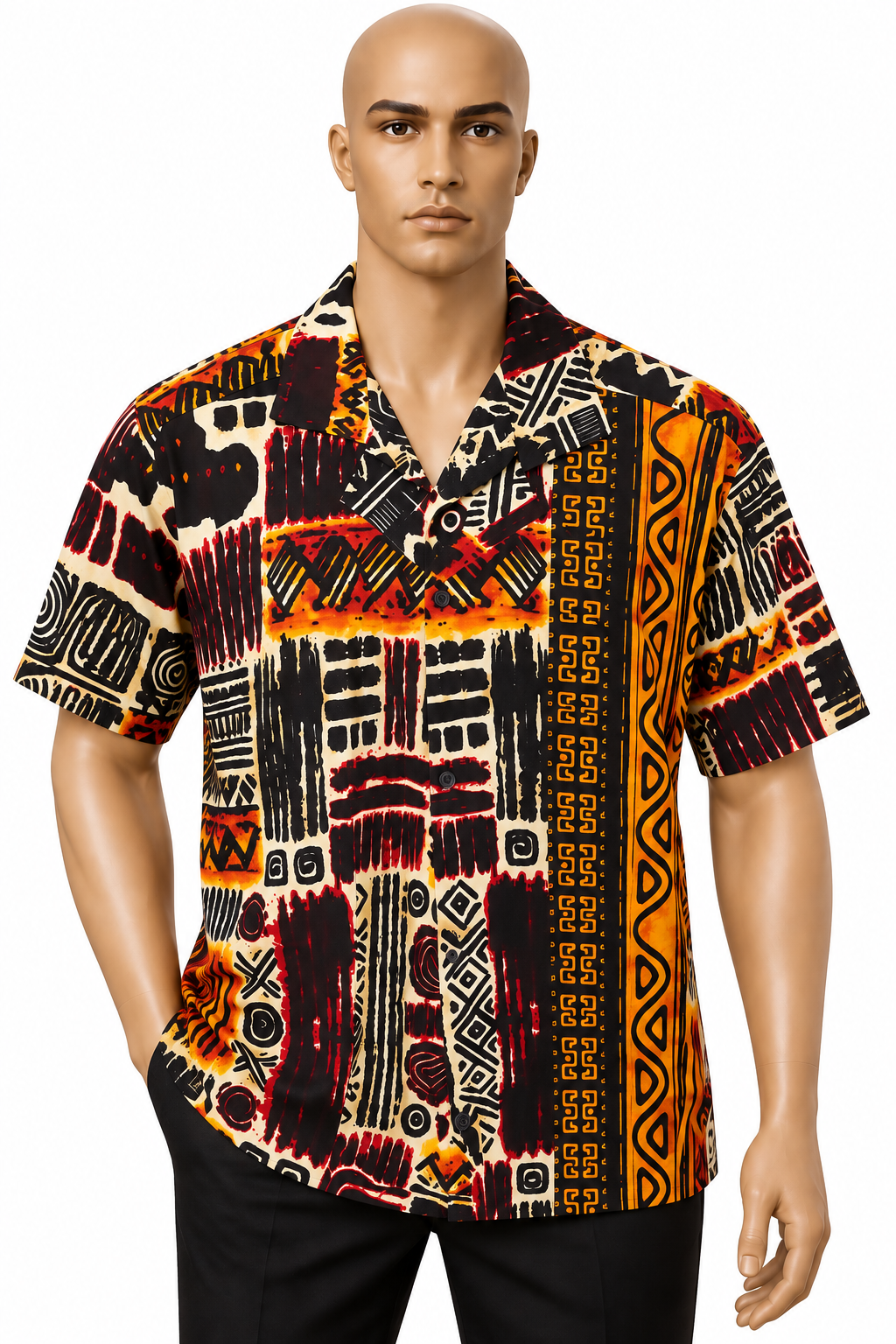 AKIN men’s multicolour Ankara shirt with bold African print