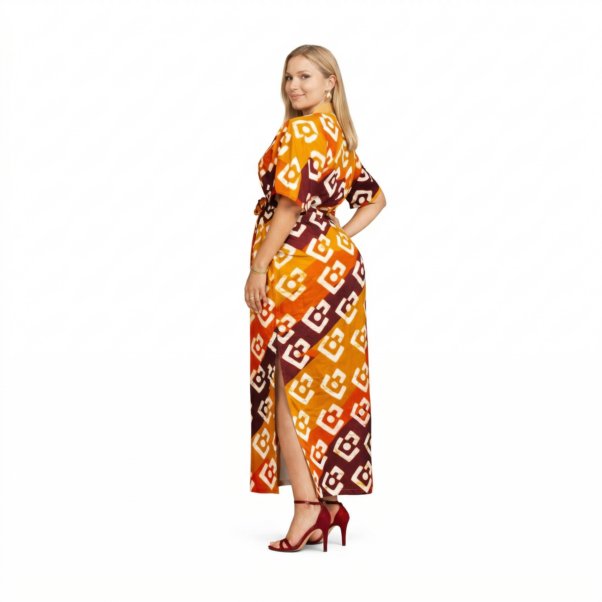 ASE Heritage African Print Gown Back View - Ankara Wrap Dress by Adedamola Atelier | Edmonton Canada