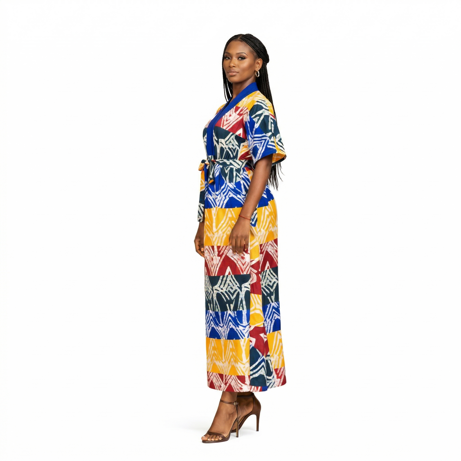 ASE Heritage African Print Gown Navy - Premium Ankara Wrap Dress by Adedamola Atelier | Edmonton Canada