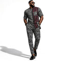 Man wearing a patterned outfit on a white background