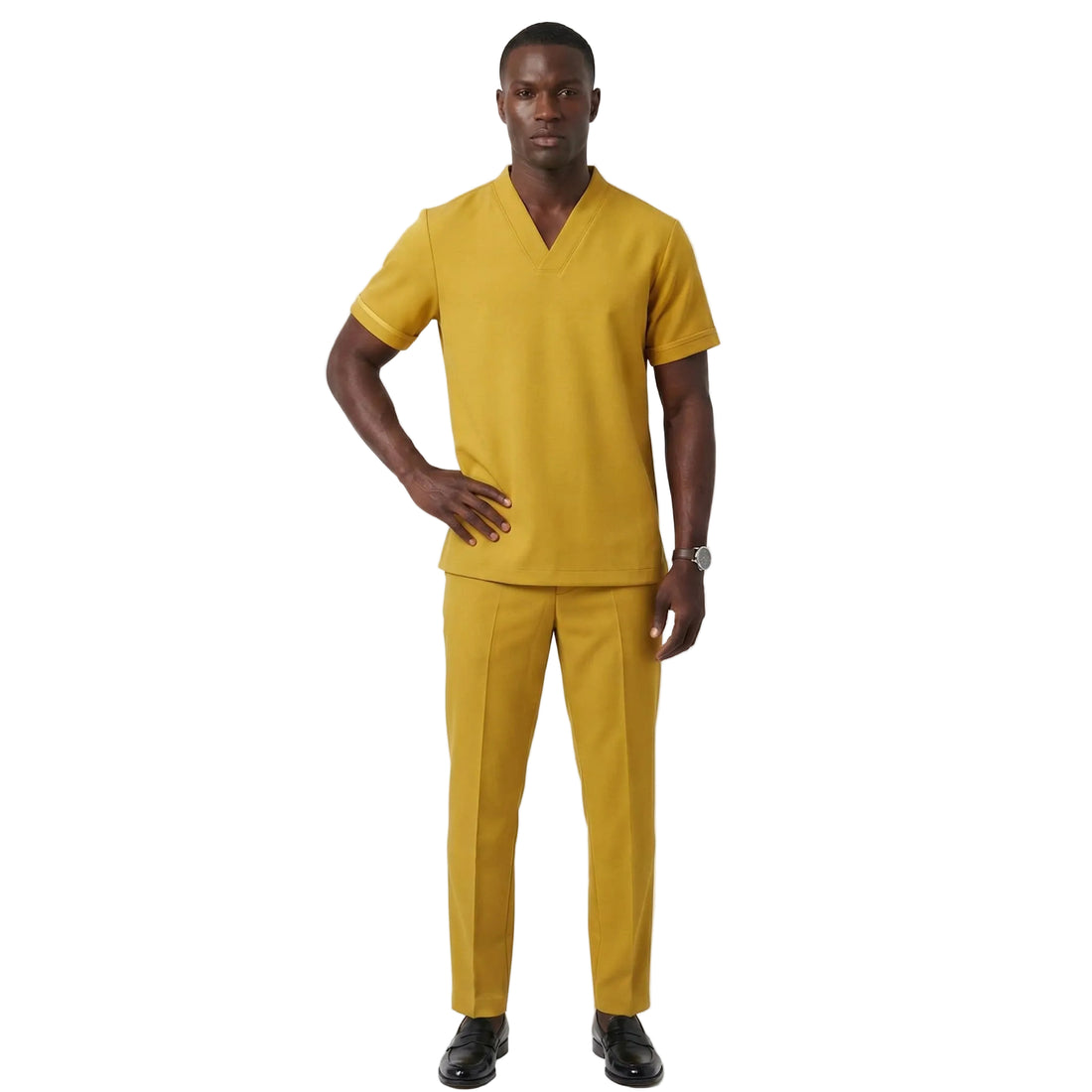 Asokan Men's Signature Two-Piece Set in Olive Green with Adedamola Atelier Logo by Adedamola Atelier, Edmonton Canada