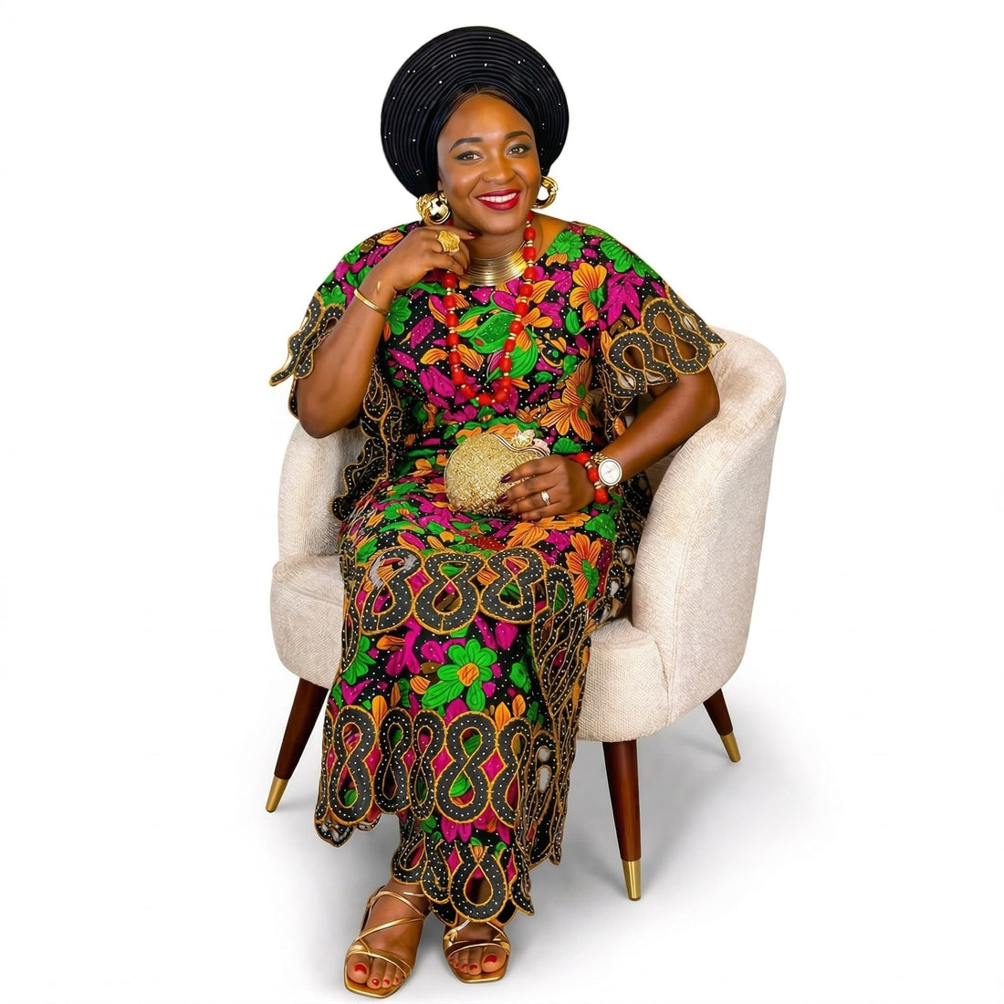 Aya Aba Fully Stoned African Skirt & Blouse Set – Luxury 2-Piece Ready-to-Wear | Adedamola Atelier Edmonton