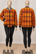 Women's Ankara bomber jacket with zip front in vibrant multicolour African print by Adedamola Atelier
