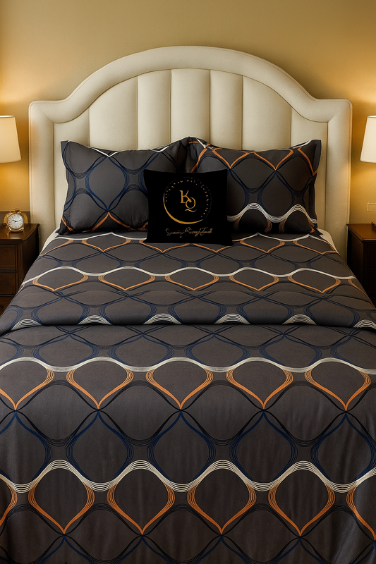 Midnight Luxe – 6-Piece Diamond Weave Bedding Set | 300TC Cotton Elegance