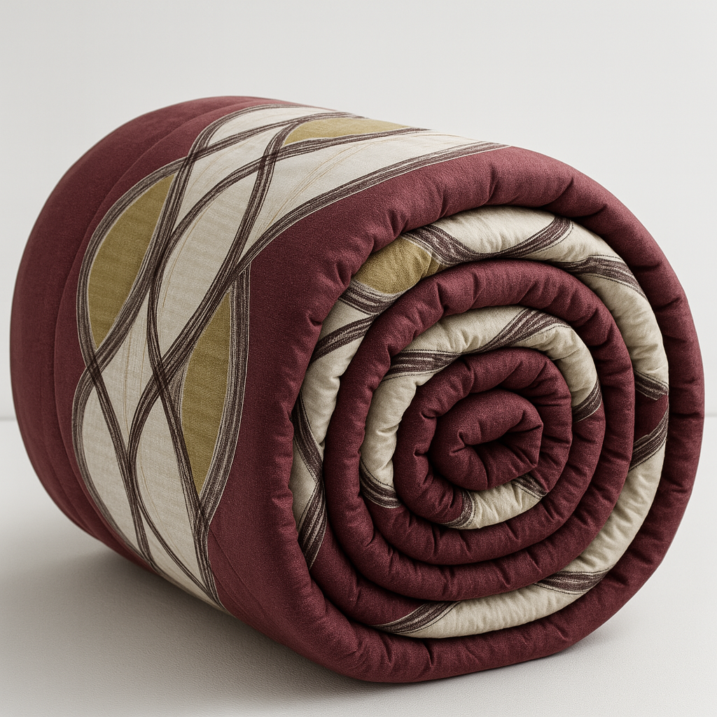 Wine Interlock Double Comforter Set – 6-Piece Cotton Blend Bedding