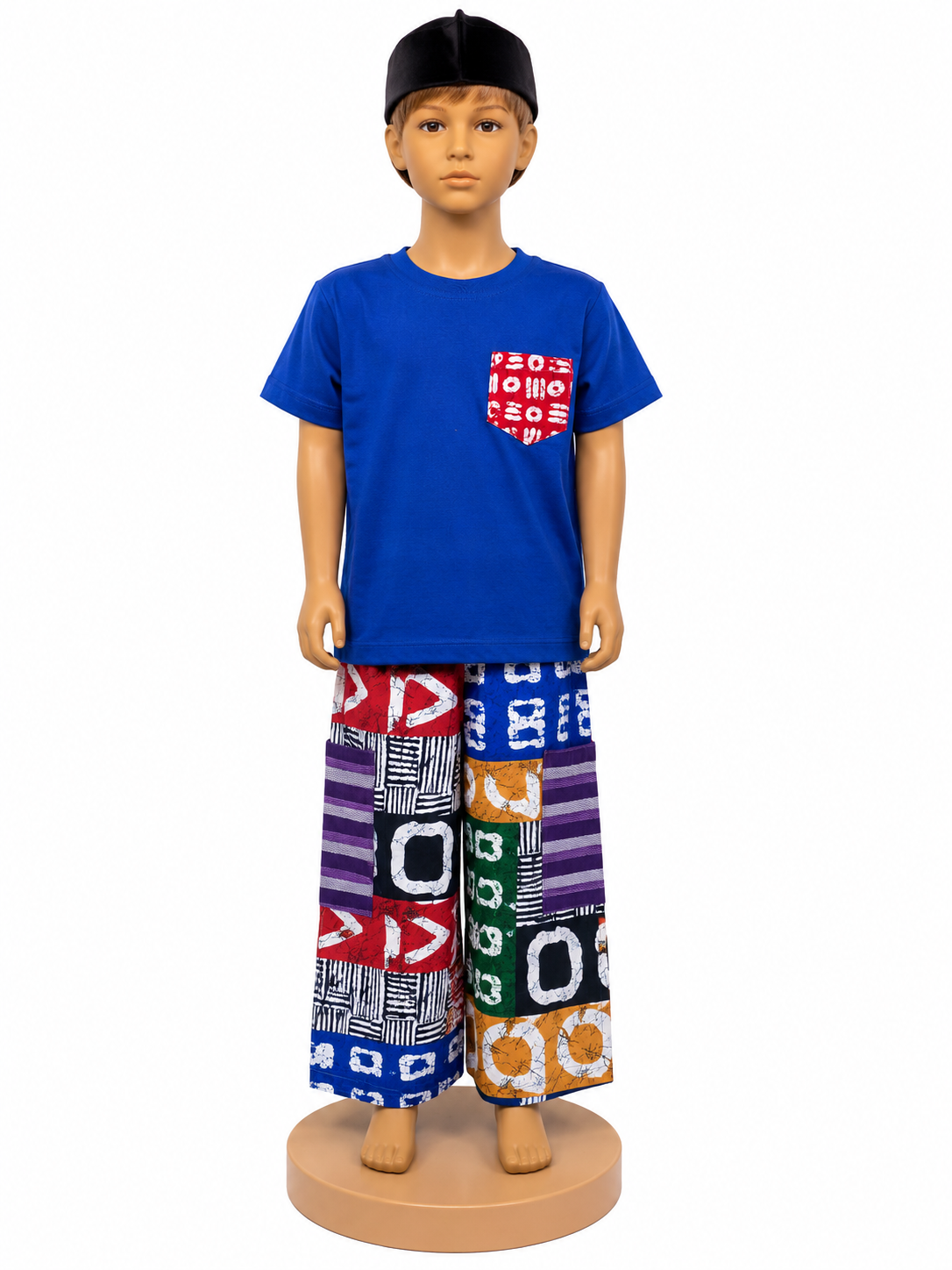 Round neck African Print 2-Piece Set for Boys | Ankara Top & Pants – Adedamola Atelier