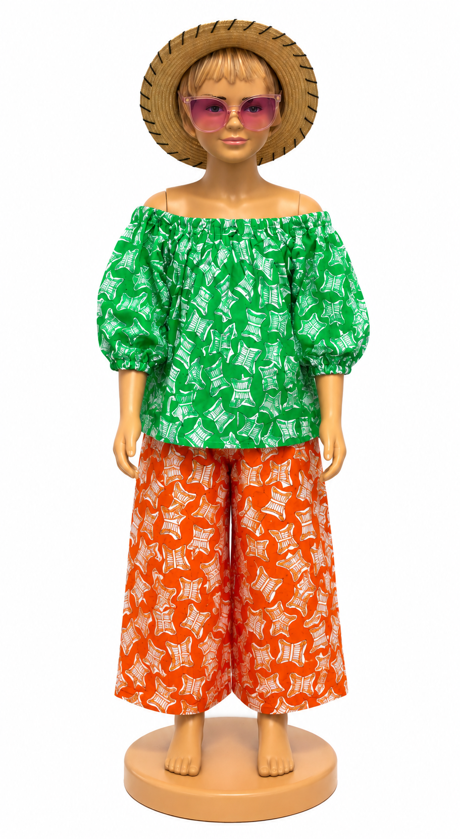 Off shoulder African Print 2-Piece Set for Girls | Ankara Dashiki Top & Pants – Adedamola Atelier