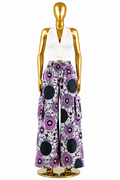 Men's Ankara wide-leg cargo pants in black and white geometric Adinkra-inspired abstract print with patch pockets