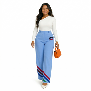 ELAN Women's Corporate Trouser Set in Sky Blue - Luxury Tailored Pantsuit by Adedamola Atelier, Edmonton Canada