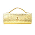 Gold woven elegant evening clutch bag by Adedamola Atelier - formal metallic handbag for weddings and special occasions | Edmonton Canada