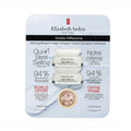 Front of a skincare product packaging with text and images of cream bottles.