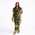 Ewa fully stoned African skirt and blouse ready to wear set by Adedamola Atelier - green yellow Ankara print luxury fashion | Edmonton Canada