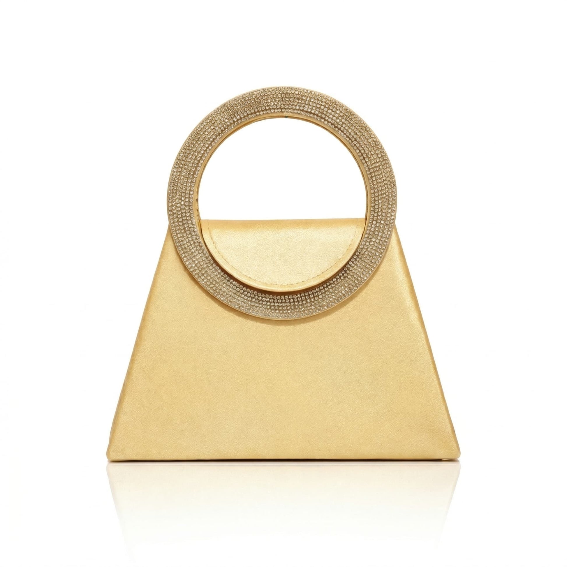 Gold rhinestone ring handle evening clutch bag by Adedamola Atelier - luxury handbag for weddings and special occasions | Edmonton Canada