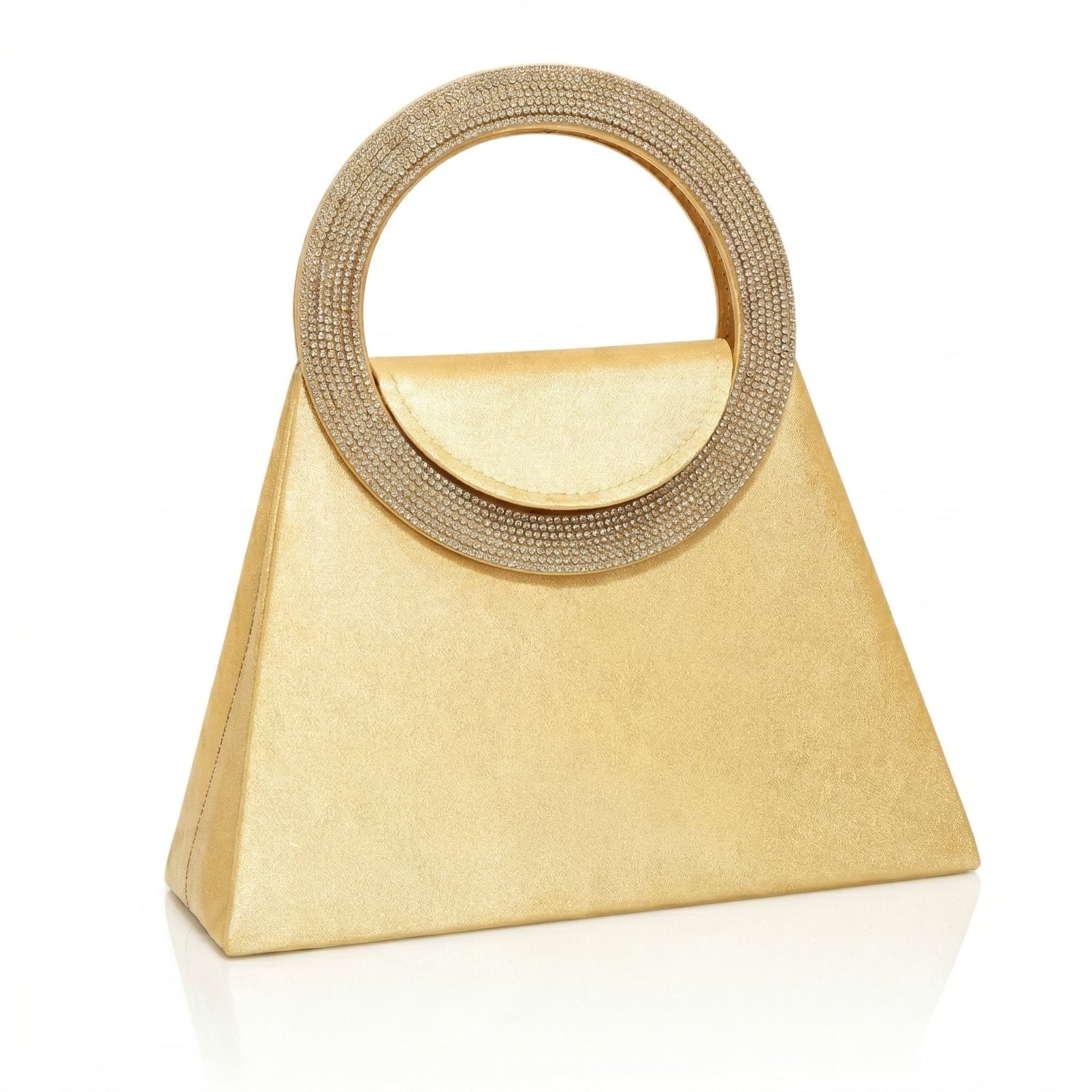Gold rhinestone ring handle evening clutch bag by Adedamola Atelier - luxury handbag for weddings and special occasions | Edmonton Canada