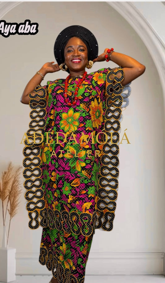 Fully stoned African skirt and blouse ready to wear set- Aya Aba
