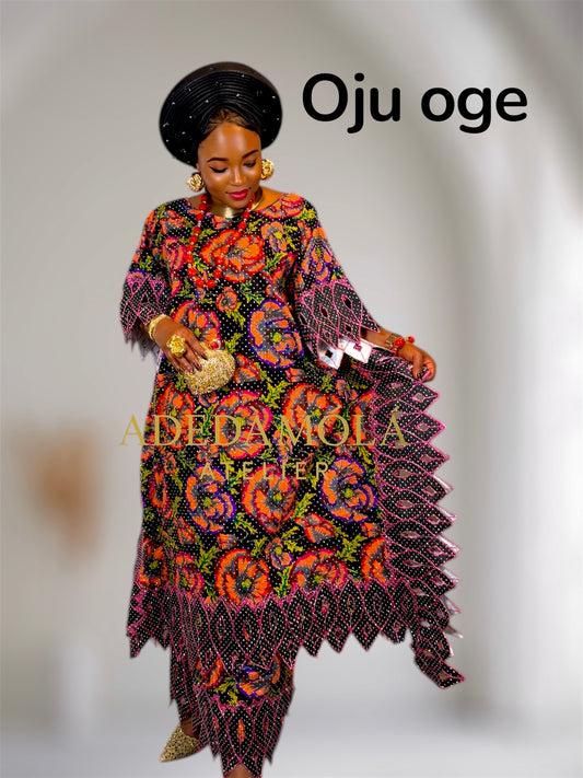Fully stoned African skirt and blouse ready to wear set- Oju-Oge