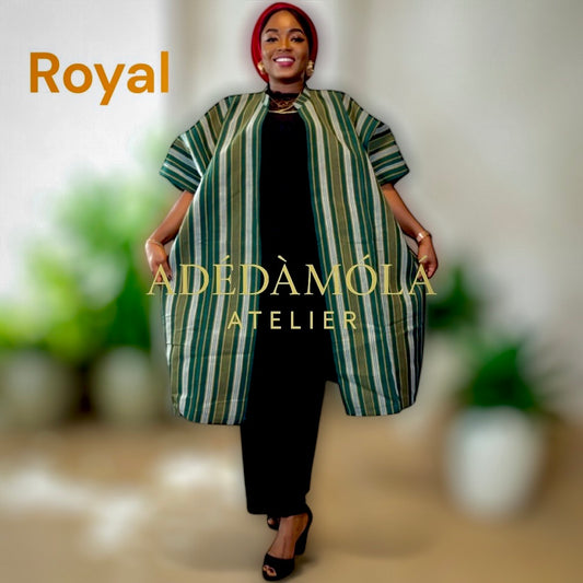 African Rady to Wear Kimono Jacket- Royal. One size fit upto size 20