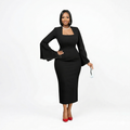 ITAN Elegance Gown Black - Full-Length Formal Dress with Bell Sleeves by Adedamola Atelier | Edmonton Canada