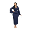ITAN Elegance Gown Navy Blue - Full-Length Formal Dress with Bell Sleeves by Adedamola Atelier | Edmonton Canada
