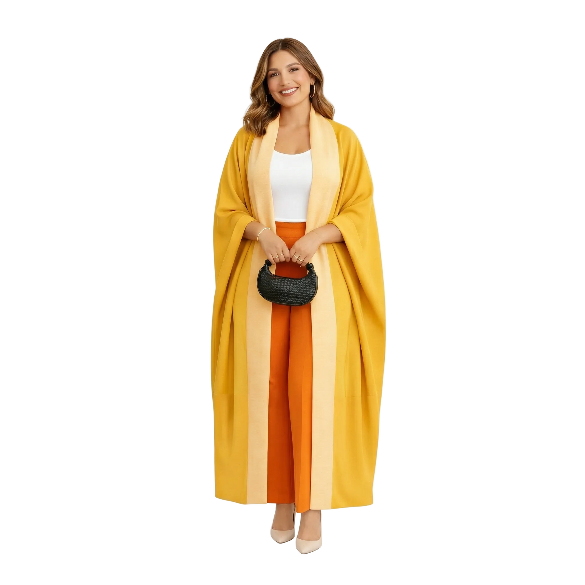 Luxury gold abaya kimono jacket from the IRIRI Collection by Adedamola Atelier - African ready-to-wear viscose wrap jacket for women