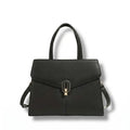 Madison structured handbag by Adedamola Atelier – black luxury faux-leather shoulder bag with gold-tone lock detail, Edmonton Canada