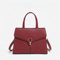 Madison structured handbag by Adedamola Atelier – crimson red luxury faux-leather shoulder bag with gold-tone lock detail, Edmonton Canada