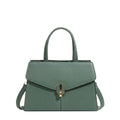 Madison structured handbag by Adedamola Atelier – emerald green luxury faux-leather shoulder bag with gold clasp, Edmonton Canada