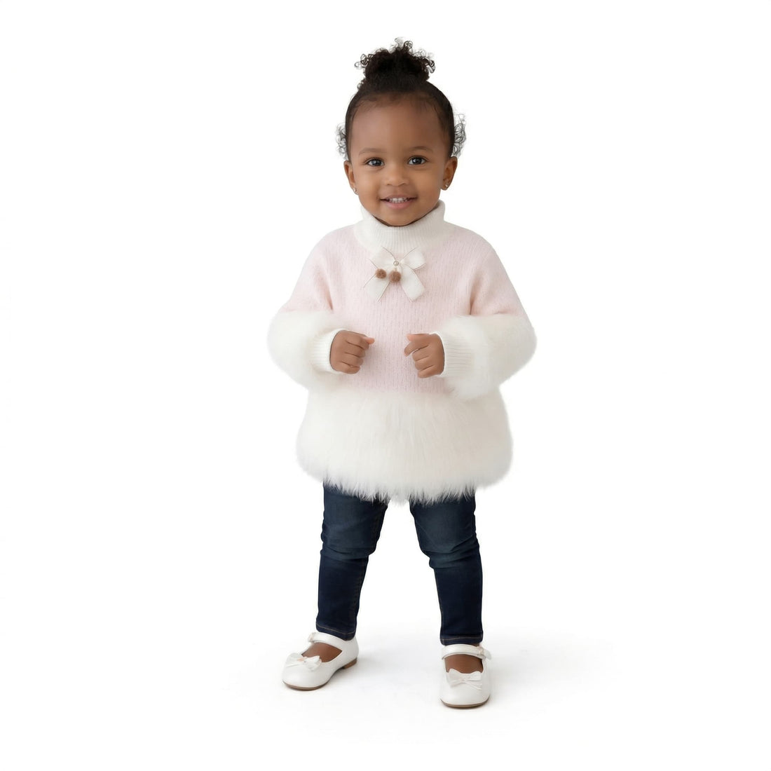 Baby Girl Fluffy Knit Sweater | Girls Winter Knitwear | Cozy Kids Sweater Canada – Adedamola Atelier