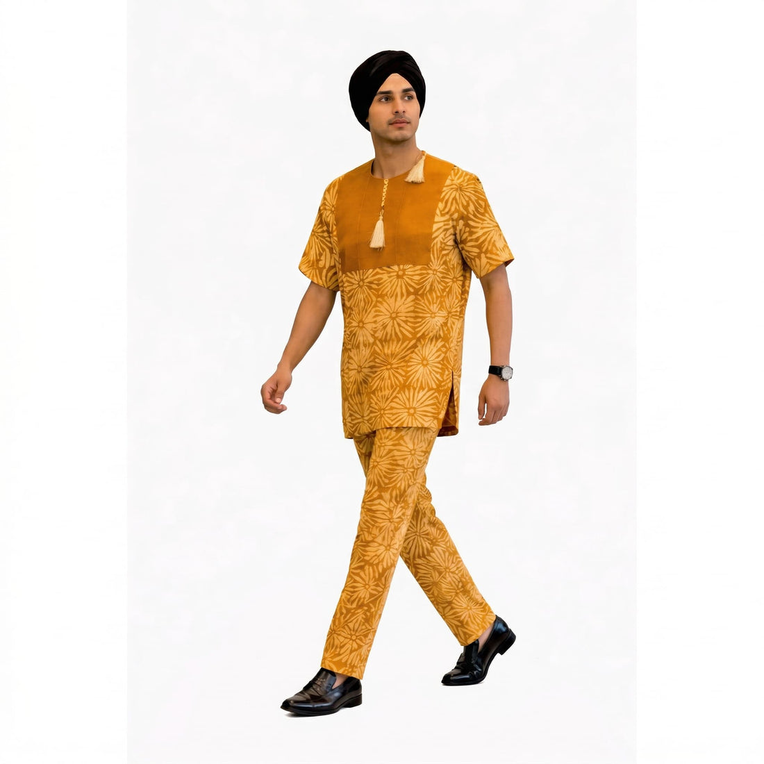 Yellow Tassel Men's 2 Piece Set | Nigerian Party Wear | Groom & Occasion Outfit – Adedamola Atelier